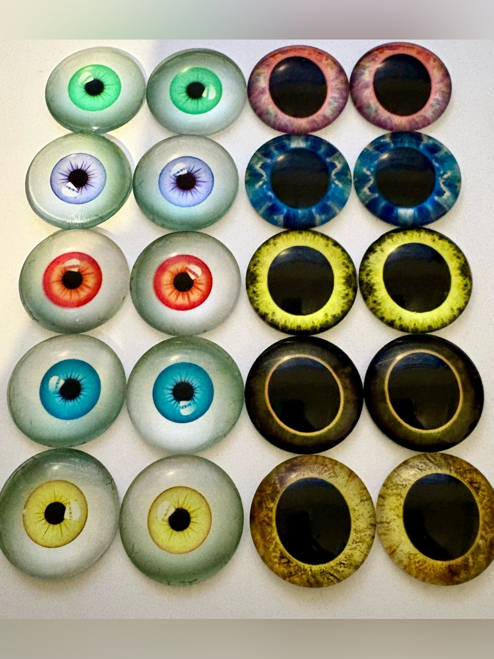 Glass Eyes Flat Backs - Crafting Set of 10